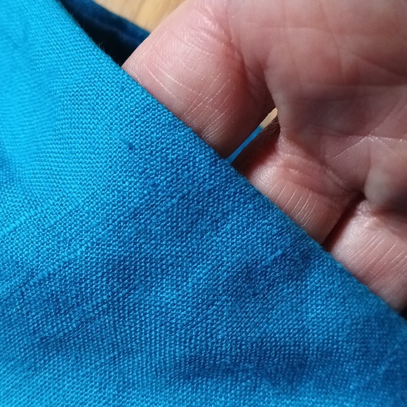 Flax by Jeanne Englehart sleeveless high neck pockets decorative pin tucks  L - Picture 6 of 9